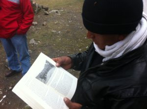 Communal authority of Huaychao with the book, "The Corner of the Living." Communal authority of Huaychao with the book, "The Corner of the Living."